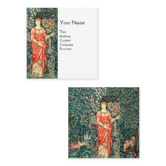POMONA HOLDING FRUITS IN GREENERY, FOREST ANIMALS  SQUARE