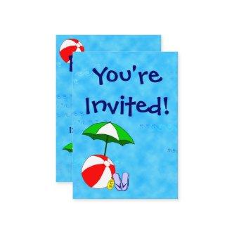 Pool Party Beach Toys Invitation