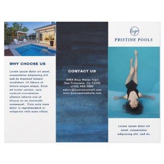 Pool Service Business Navy Blue Trifold Brochure
