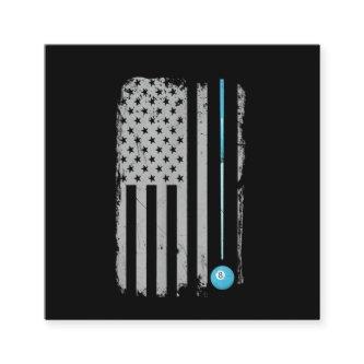 Pool Stick Billiards 8 Ball Usa American Flag Square