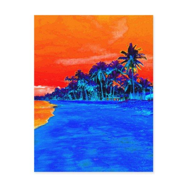 Pop Art Exotic Beach Palm Trees Postcard