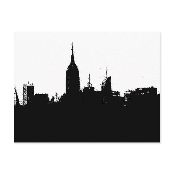Pop Art New York Skyline Silhouette Postcard