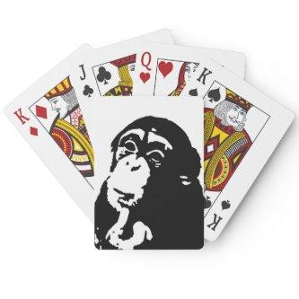 Pop Art Thinking Chimpanzee Poker Cards