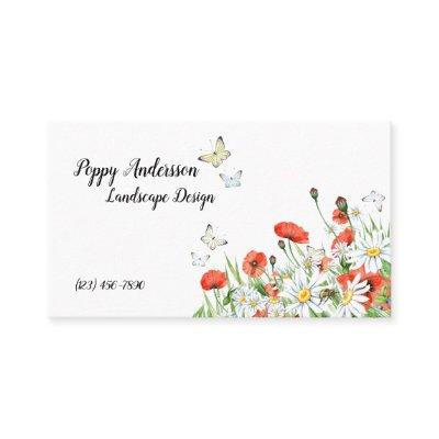 Poppies, Wildflowers, Butterflies