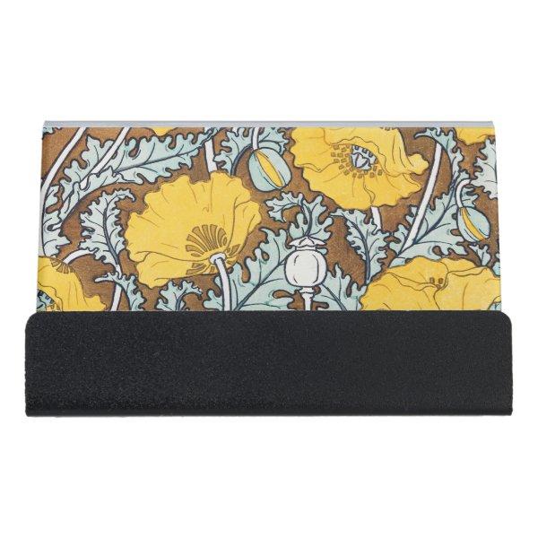 poppy art illustration yellow flower desk  holder