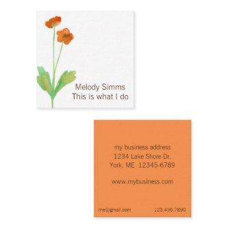 Poppy Flowers Botanical Orange Floral Art Square