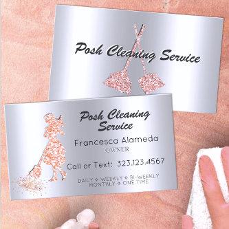 Posh Cleaning Service Metallic Silver Pink Glitter