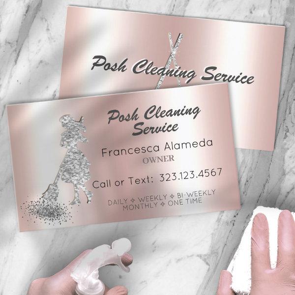 Posh Cleaning Service Pink Metallic Silver Glitter