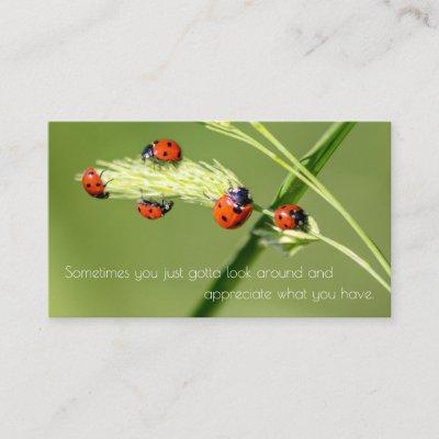 Positive motivational quote with little ladybugs
