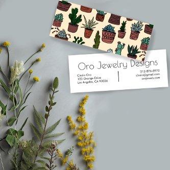 Potted Cactus & Succulents Boho Line Art Pattern Mini