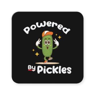 Powered By Pickles Food Pickle Funny Square