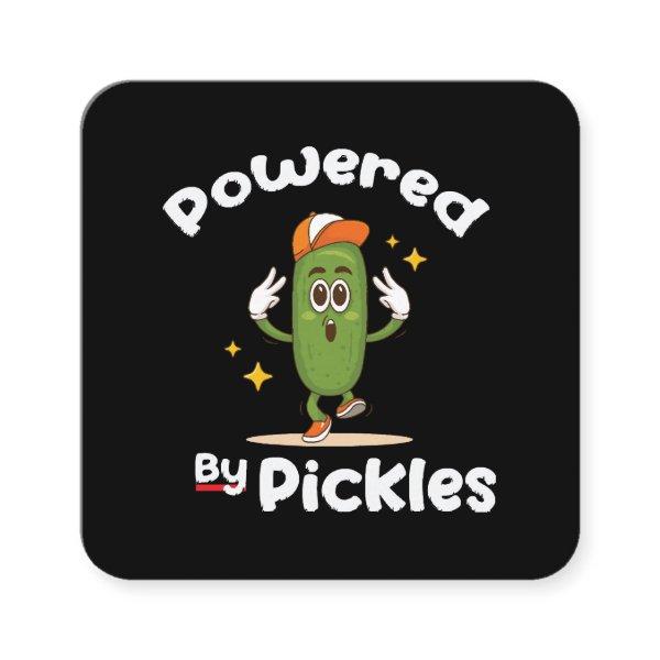 Powered By Pickles Food Pickle Funny Square