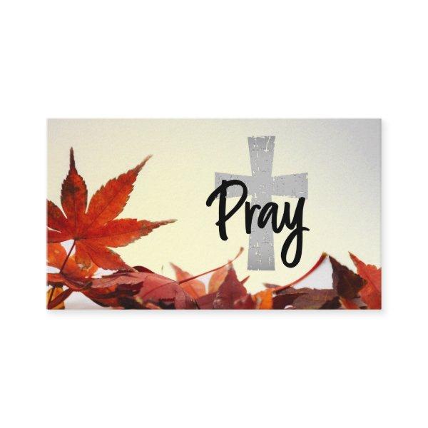 Pray Christian Cross, Autumn Red Leaves