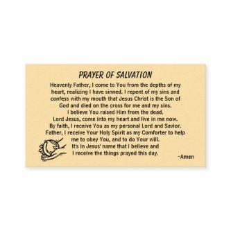 PRAYER OF SALVATION add church or ministry on back