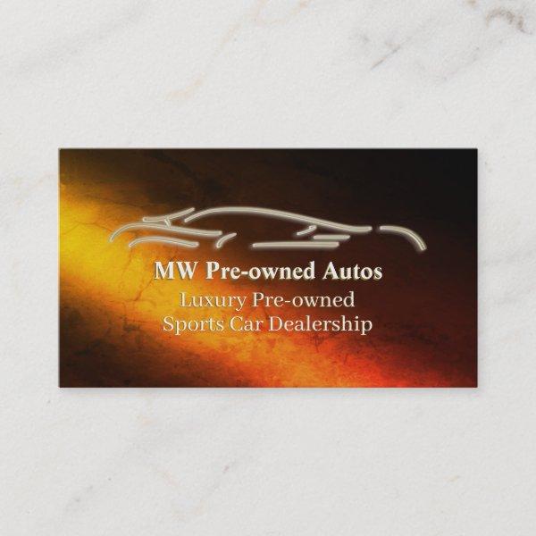 Pre-owned Autos, luxury gold sports car logo