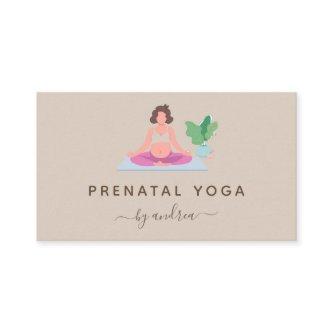 Pregnant Woman Meditating Yoga Instructor Beige