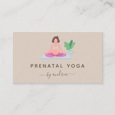 Pregnant Woman Meditating Yoga Instructor Beige