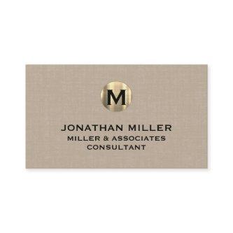 Premium Beige Linen Gold Monogram