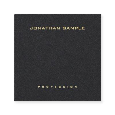 Premium Black Elegant Simple Design Gold Name Square