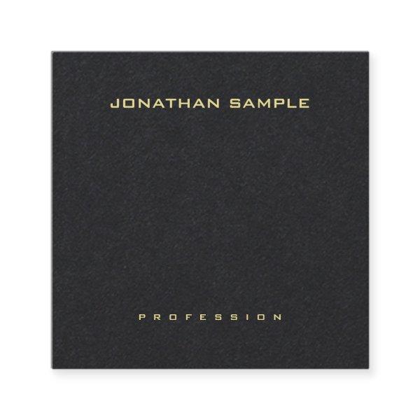 Premium Black Elegant Simple Design Gold Name Square