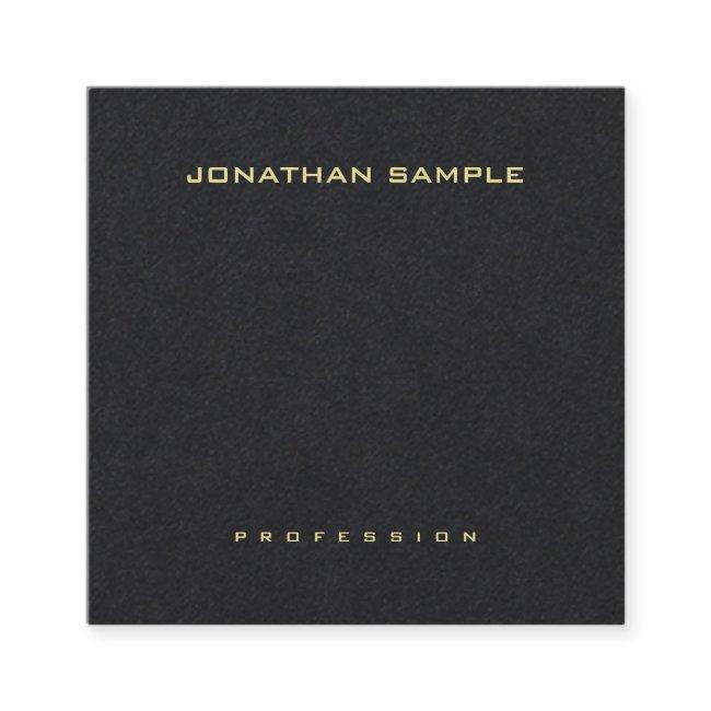 Premium Black Elegant Simple Design Gold Name Square