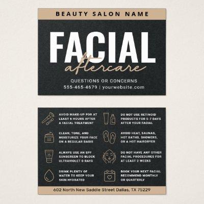 Premium Black Facial Aftercare Instruction Ad Card