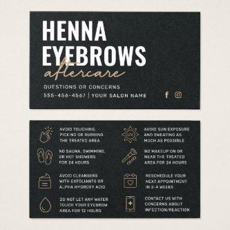 Premium Black Luxury Henna Brows  Aftercare Card