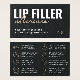 Premium Black Luxury Lip Filler Aftercare Card