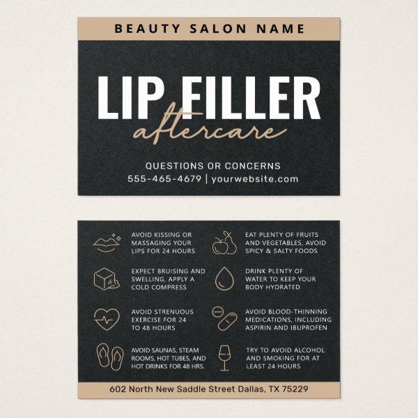 Premium Black Luxury Lip Filler Aftercare Card