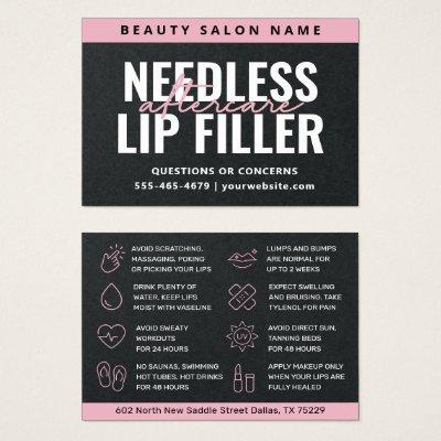 Premium Black Needles Lips Filler Aftercare Card