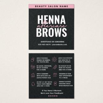 Premium Black Pink Square Henna Brows Care Card