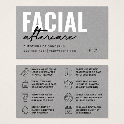 Premium Gray Facial Aftercare Instructions Card