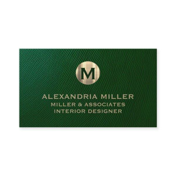 Premium Green Leather Gold Monogram