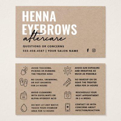 Premium Kraft Natural Henna Brows  Aftercare Card