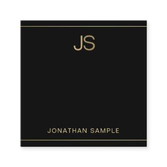 Premium Monogram Elegant Black Gold Luxury Silk Square