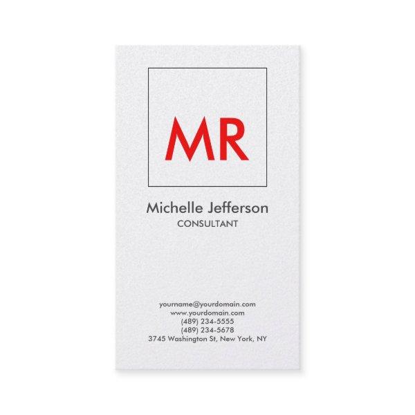 Premium Pearl Red White Elegant Unique Monogram