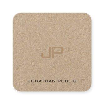 Premium Real Kraft Paper Monogram Template Modern Square