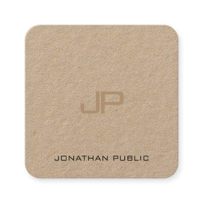 Premium Real Kraft Paper Monogram Template Modern Square