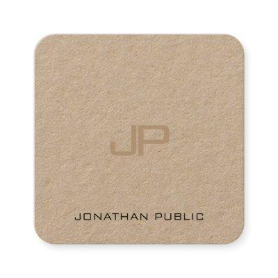 Premium Real Kraft Paper Monogram Template Modern Square