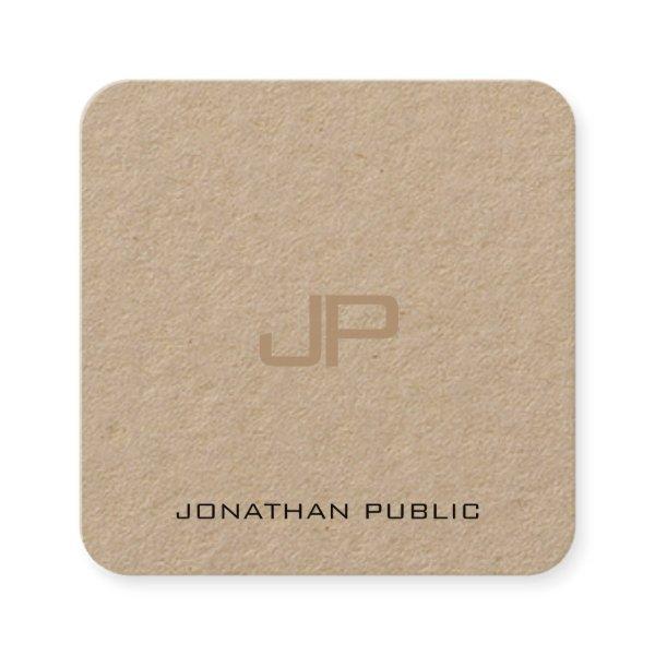 Premium Real Kraft Paper Monogram Template Modern Square
