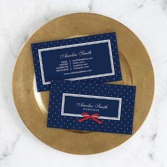 Preppy Blue Polka Dot Red Ribbon Social Media