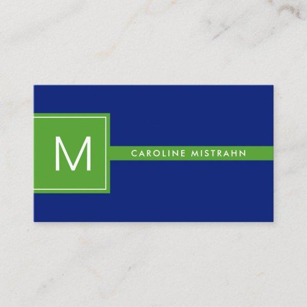 Preppy Monogram Navy Blue and Green Professional