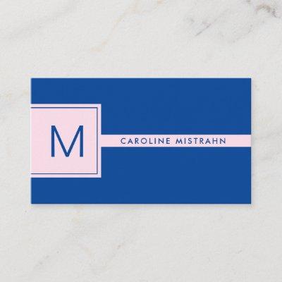 Preppy Monogram Pink and Navy Blue Professional