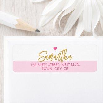 PRETT stylish modern pink heart gold Label