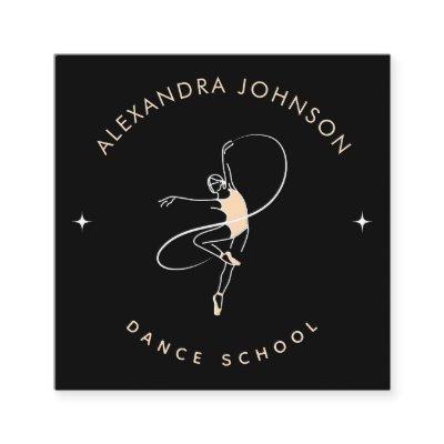 Pretty Ballerina Dance School Studio Black & White Square