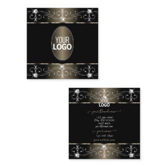 Pretty Black and Beige Ornate Ornaments with Logo Square