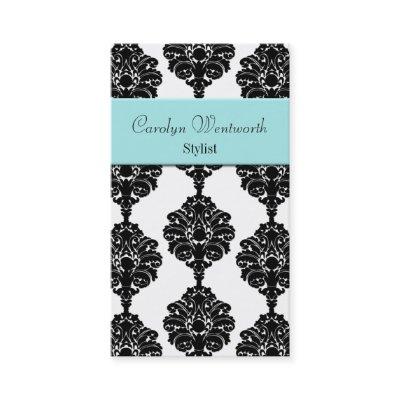 Pretty Black, white and Aqua Damask