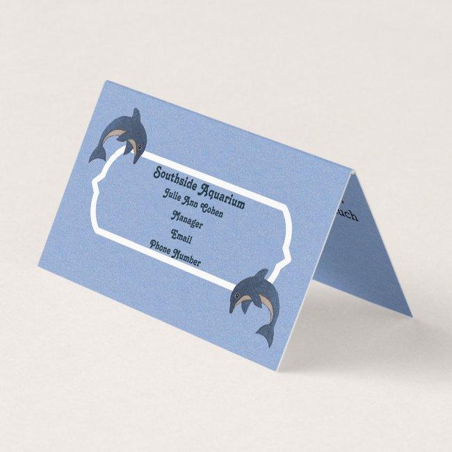 Pretty Blue White Jumping Dolphins on Light Blue