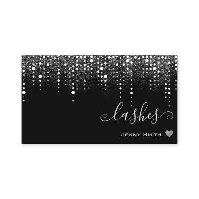 Pretty Drips on Black Silver Glitter Rain Lashes