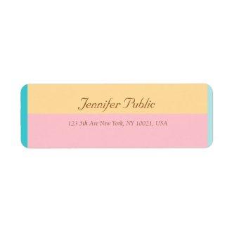 Pretty Hand Script Name Colorful Return Address Label